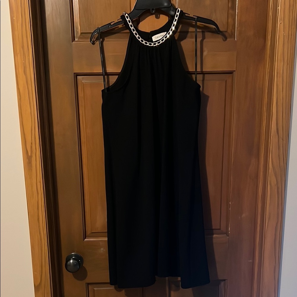 Calvin Klein, Black Dress Gold Chain Detail, size 4